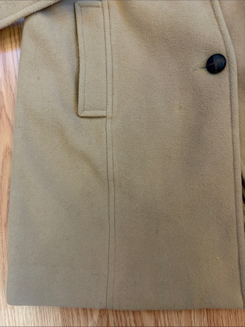 Anne Klein Camel-Tan Belted Wool-Blend Trench Coat - Picture 7 of 16